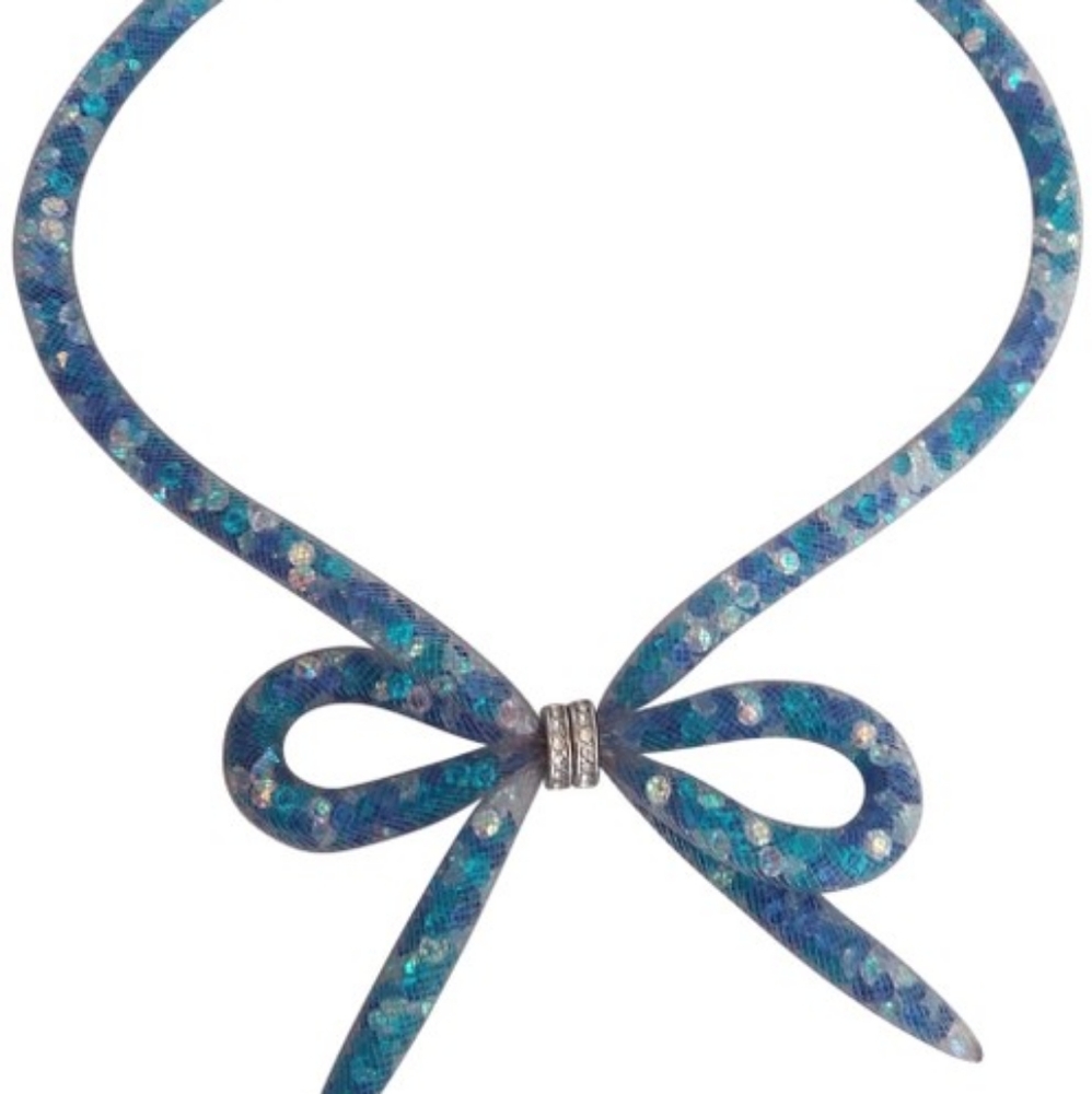 NWT Betsey Johnson Giant Blue Bow Necklace brand new